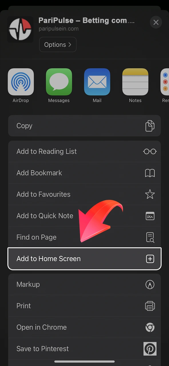 Click to add PariPulse to your home screen.