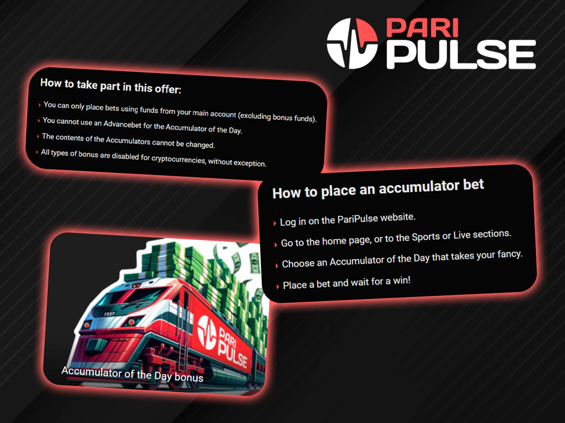 Place accumulator bets at PariPulse and win big.