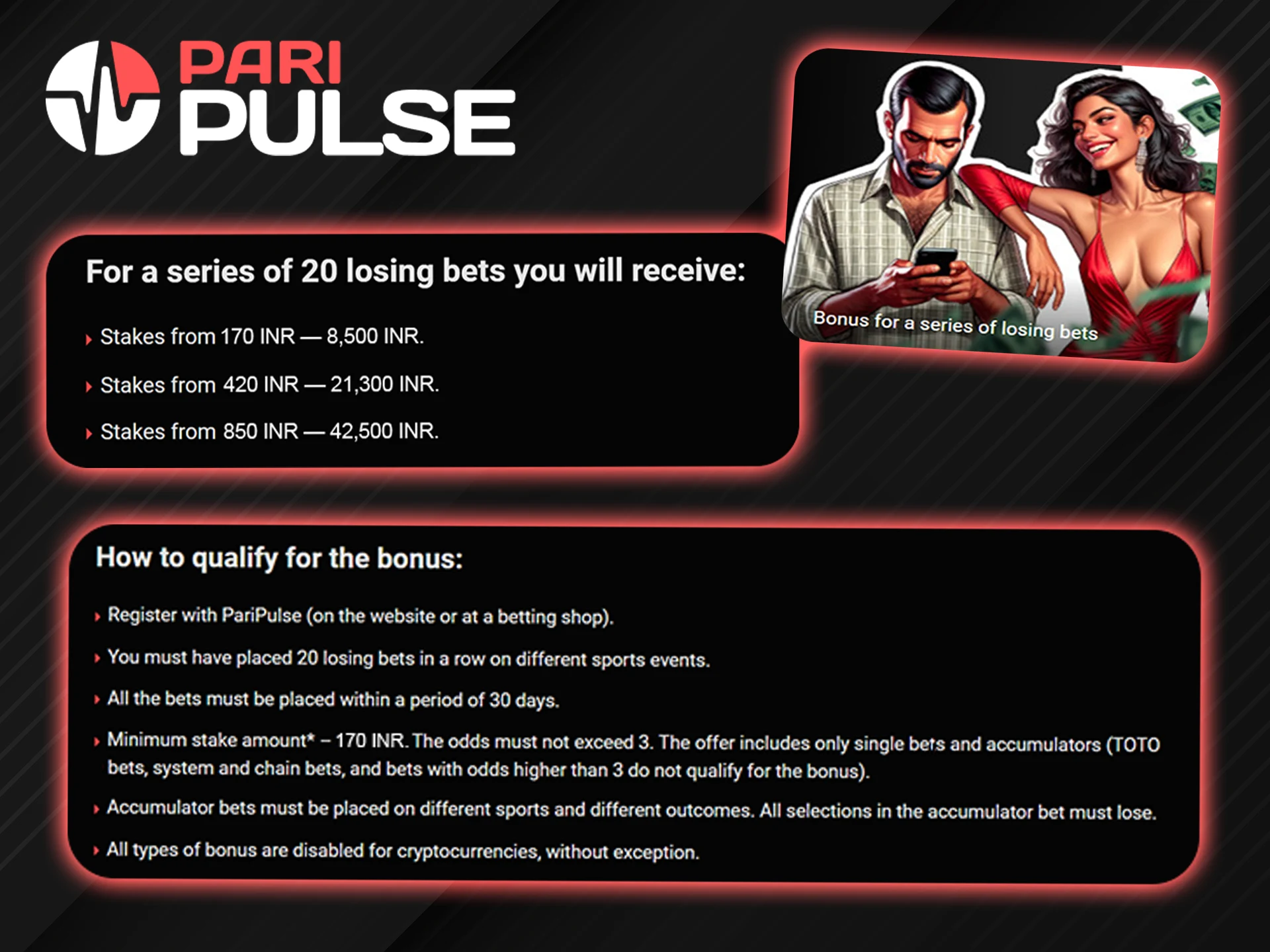 Benefit from losing bets with PariPulse.