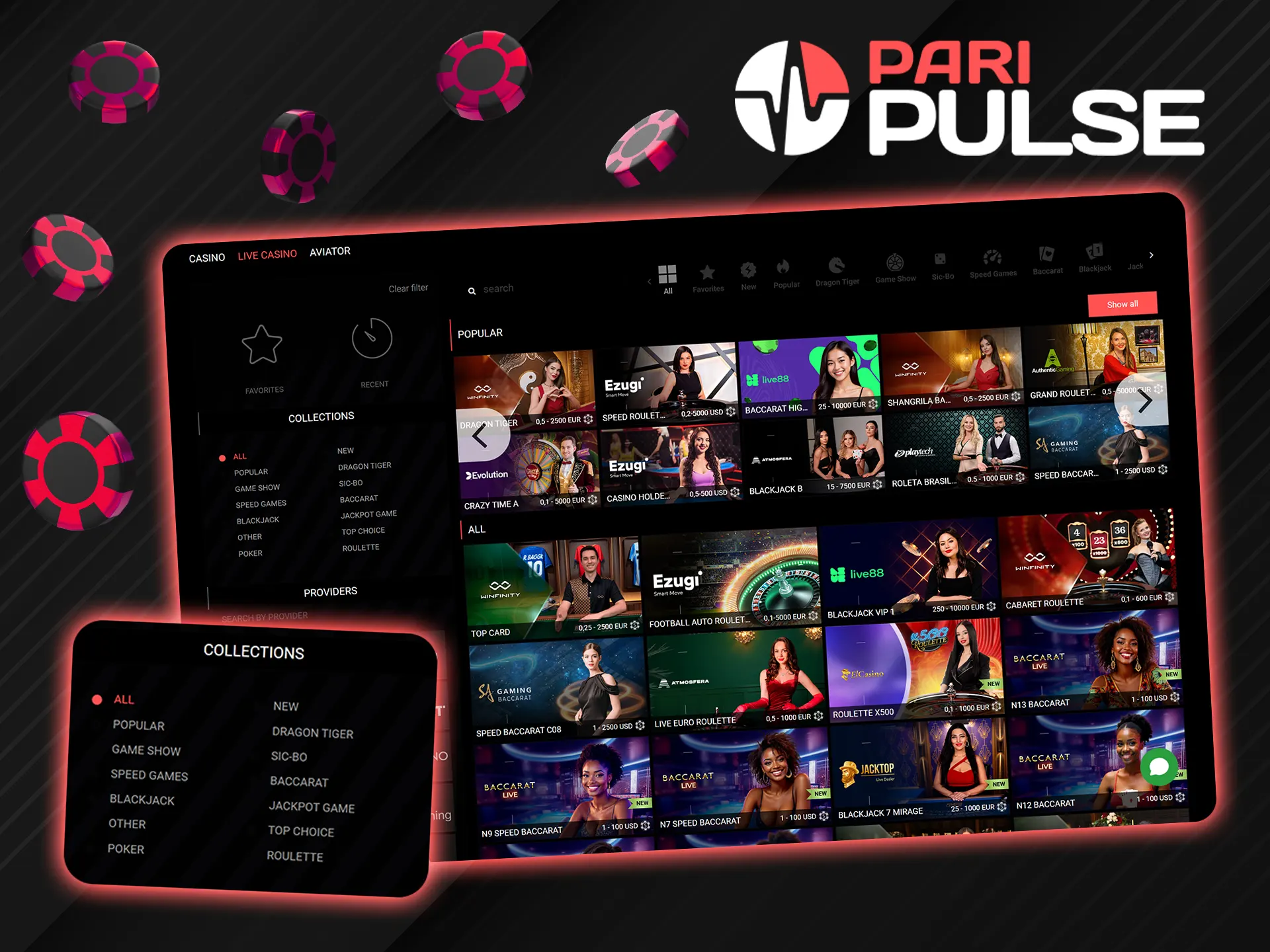 You can play with live dealers at PariPulse.