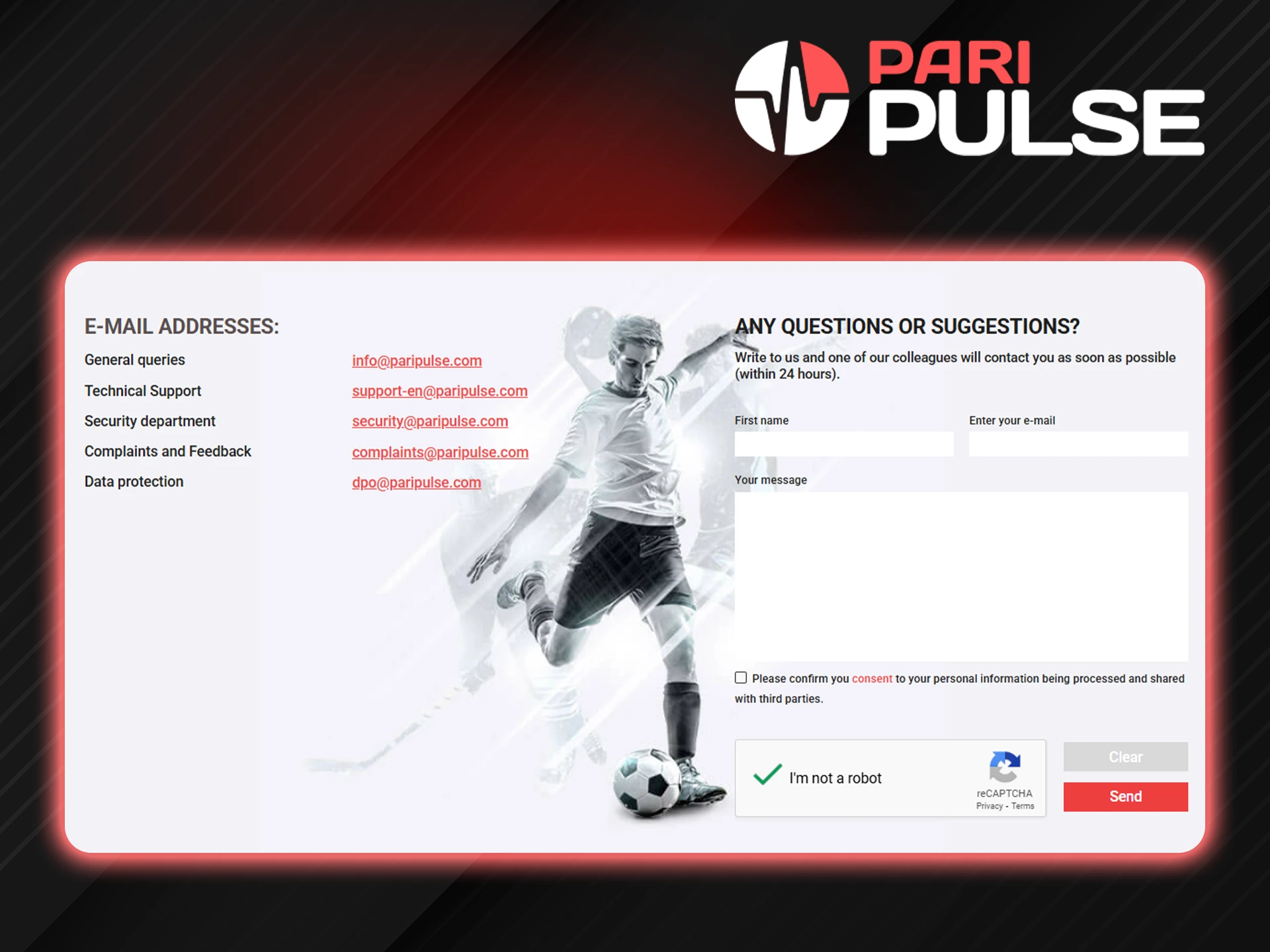 How to contact the Pari Pulse support team.