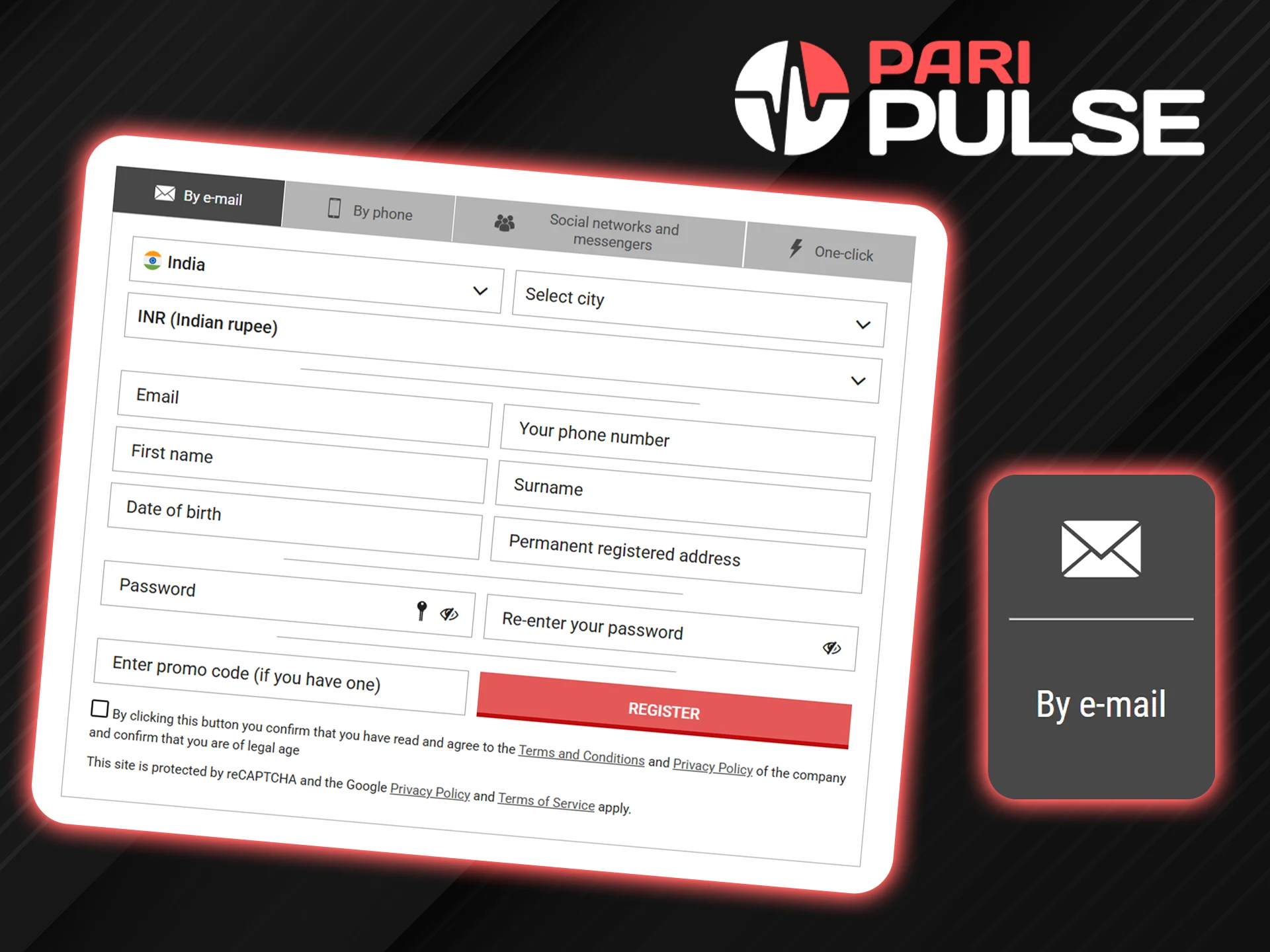 You can use your e-mail address to register with PariPulse.