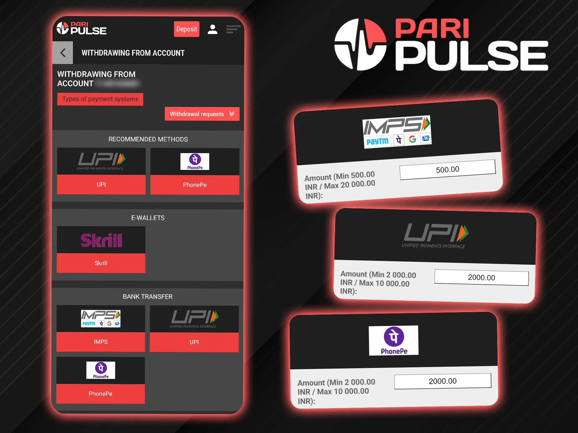 You need to know the minimum amount you can withdraw from your PariPulse account.