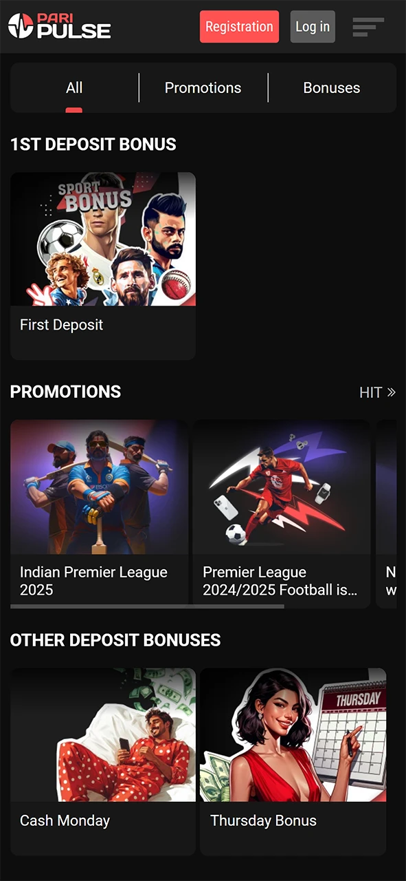 PariPulse bonuses and promotions.
